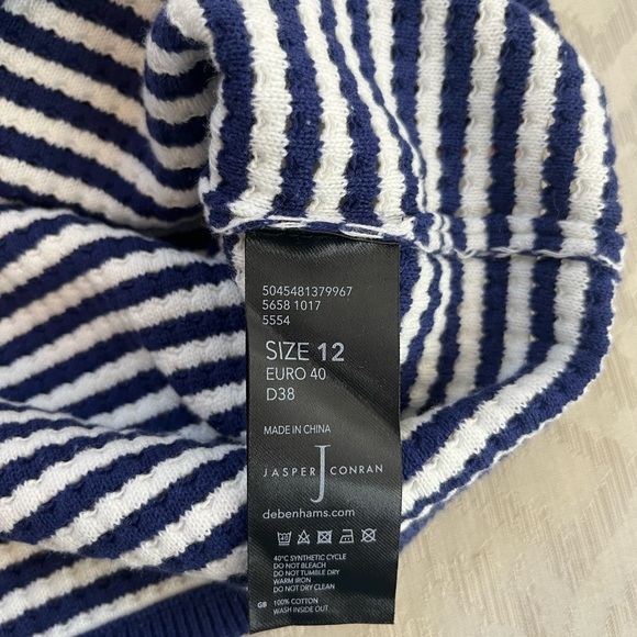 Jasper Conran Striped Cotton Sweater Blue and White Size 12 - Picture 4 of 6